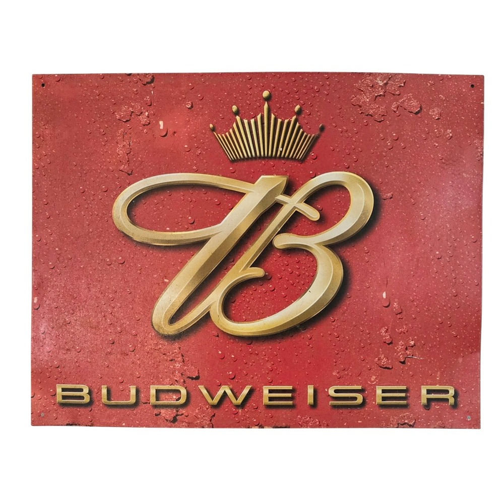 Budweiser Beer Metal Sign Wall Decor 2002 Anheuser Busch Vintage‎ Man Cave Bar